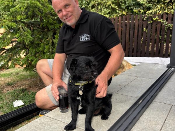 Sean Stiles Enjoying the Dogs Company